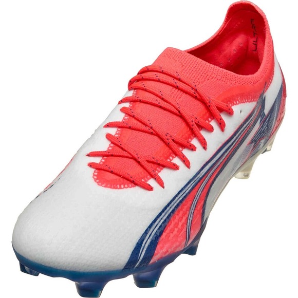 Puma Ultra Ultimate CP FG/AG 107320 01 White Red Mens Soccer Cleats Size 10.5